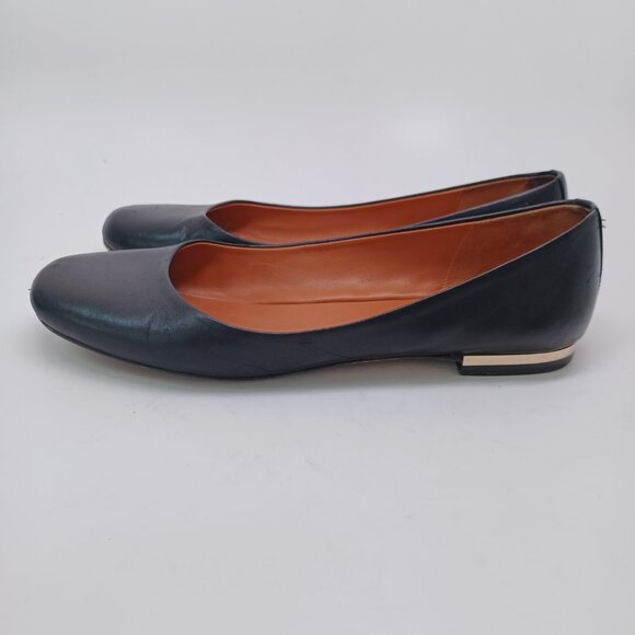 Givenchy Sliced Square Label Patent Leather Ballerina Flats  Givenchy Flats Black Leather Ballet Slip On Gold Tone Detail‎ in Heel Womens 5.5 main image 1